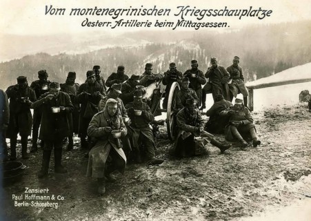 From the Montenegrin theatre of war, Austrian artillery at lunch, 1914 - 1918, World War I,
