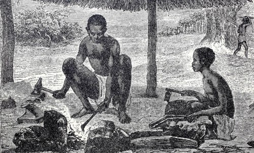 Native blacksmiths from the area around Lake Chilwa in present-day Malawi, around 1800, after Dr