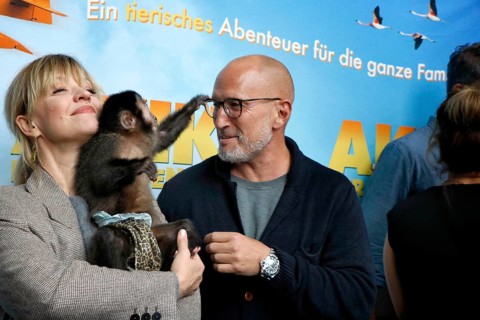 Heike Makatsch and Benno Fürmann at the Berlin premiere of AKIKO - DER FLIEGENDE AFFE at the