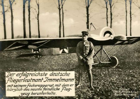 The most successful German lieutenant pilot Immelmann with his Focker apparatus, with which he