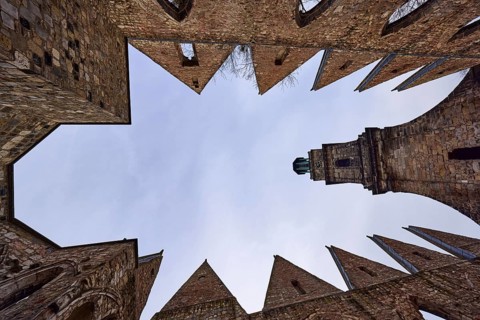 Ruins of the Aegidienkirche, memorial for victims of war and violence, church tower, church,