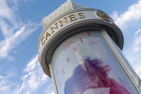 Cannes, France - 20.5.2024: Promotional poster for the festival during the 78th Cannes