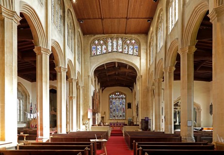 Nave, interior view, Parish Church of St James, Chipping Campden, The Cotswolds, England, Great