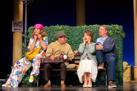 Janina Hartwig, Caroline Beil, Dieter Landuris, Hardy Krüger, FISCH SUCHT FAHRRAD, photo rehearsal