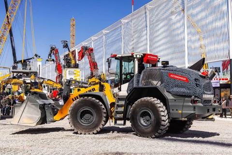Presentation of autonomous vehicles. BAUMA Munich, 34th World's Leading Trade Fair for Construction