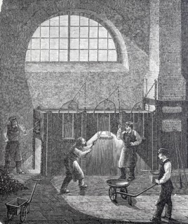 Worker at a puddling furnace, the puddling process was a widespread process in the 19th century for