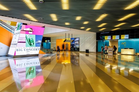 Brightline train check-in at Miami Station in the USA