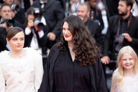 Cannes, France - 24.5.2024: Lena Urzendowsky, Mascha Schilinski, Hanna Heckt on the red carpet