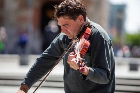 Street musician in the centre of Budapest
