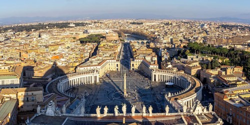 Rome St Peter's Square in the Vatican Skyline Panorama from above in Rome, Italy, Europe
