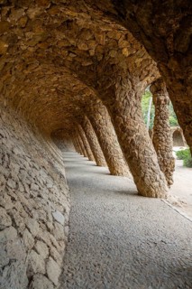 Colonnaded footpath, Park Gueell, Antonio Gaudi architect, Unesco World Heritage Site, Gracia