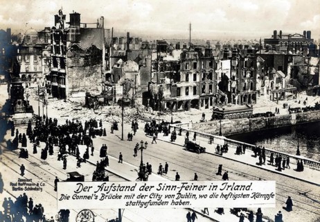 Sinn Feiner uprising, View of O'Connell Bridge in Dublin, Ireland, 1916, 1914 - 1918, World War I,