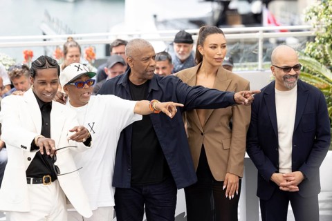 Cannes, France - 19.5.2024: Asap Rocky, Spike Lee, Ilfenesh Hadera, Denzel Washington and Jeffrey