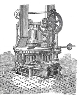 Machine for the production of cement blocks with hydraulic pressure, around 1850, England,