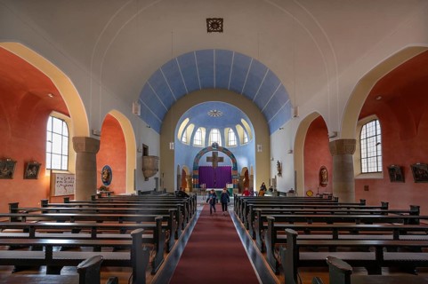 Interior of St Stephen's Church, Art Nouveau building with neo-Romanesque elements, built between