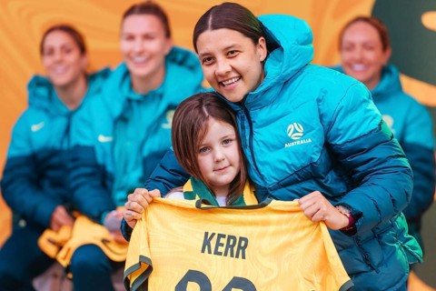 MELBOURNE, AUSTRALIA, JULY 11: Sam Kerr of Australia at the Matildas Women's World Cup squad