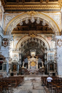 Rome, Italy, August 20, 2016: Interior view of Basilica dell'Ara Coeli. The church is built as a