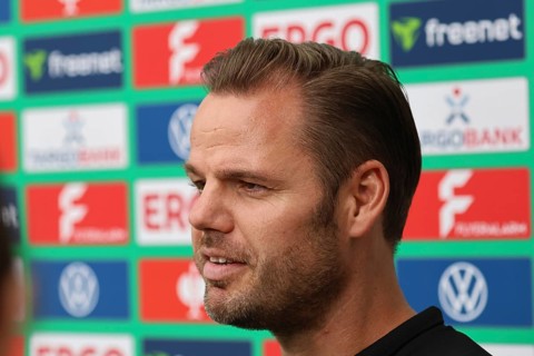 Mario Klotz (Head Coach FC 08 Villingen) at press conference, PK after the match for the DFB Cup