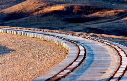 New Railroad Construction with cement rail ties