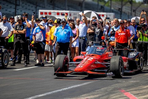 INDYCAR driver, WILL POWER (12) of Toowoomba, Australia, brings his Team Penske Chevrolet car in