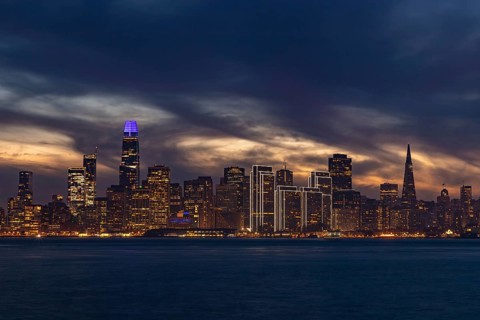 A picture of Downtown San Francisco as seen from Treasure Island at night
