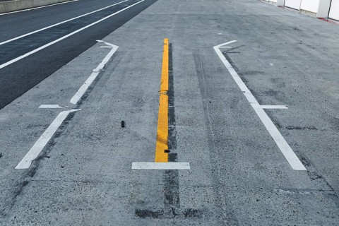Track markings, pit stop lines, F1 Grand Prix Racetrack, Montreal, Province of Quebec, Canada, Nor,