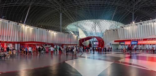 A picture of the entrance to the Ferrari World Yas Island, Abu Dhabi