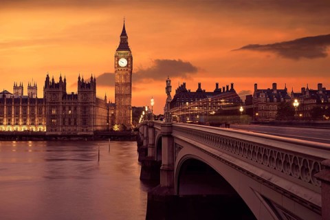 Big Ben Clock Tower London at Thames River England