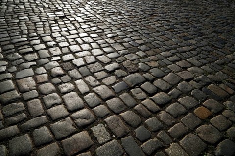 Granite cobblestone pavement in Germany street outdoor
