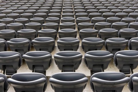 Empty grey seats in the Allianz Stadion Arena football stadium, Munich, Upper Bavaria, Bavaria,