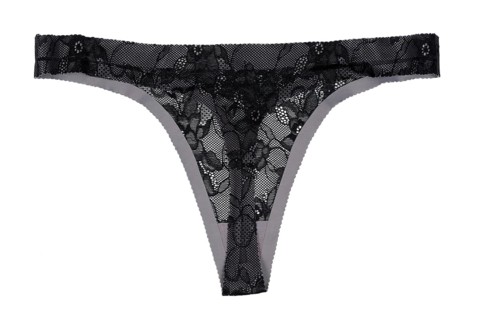 Black with gray thong panties. Isolate on white