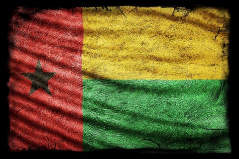 Guinea Bissau Flag, Grunge Texture Background