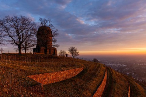 Sunset at the Bismarkturm, Radebeul, Saxony, Germany, Europe