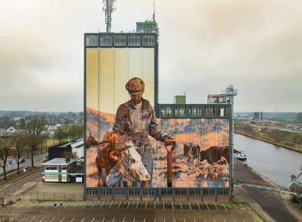 LOCHEM, NETHERLANDS, JANUARY 20, 2024: Artwork on a large building as part of the Achterhoek Silo