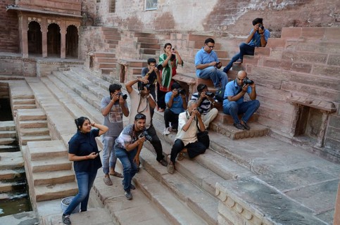 Photographer clicking photo, jodhpur, rajasthan, India, Asia