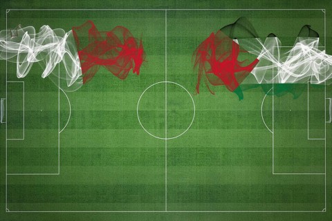 Malta vs Palestine Soccer Match, national colors, national flags, soccer field, football game,