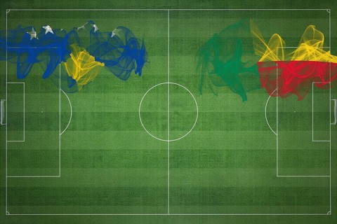 Kosovo vs Benin Soccer Match, national colors, national flags, soccer field, football game,