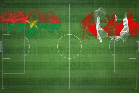 Burkina Faso vs Canada Soccer Match, national colors, national flags, soccer field, football game,