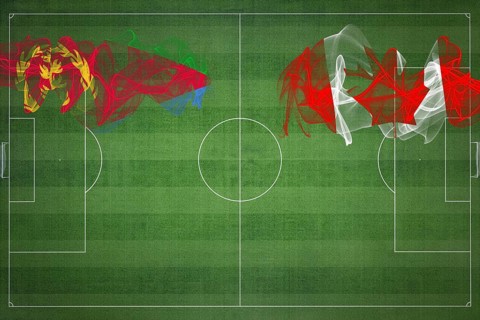Eritrea vs Canada Soccer Match, national colors, national flags, soccer field, football game,
