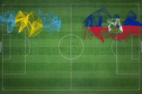 Palau vs Haiti Soccer Match, national colors, national flags, soccer field, football game,