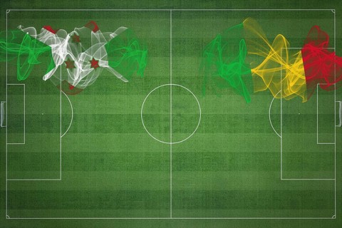 Burundi vs Mali Soccer Match, national colors, national flags, soccer field, football game,