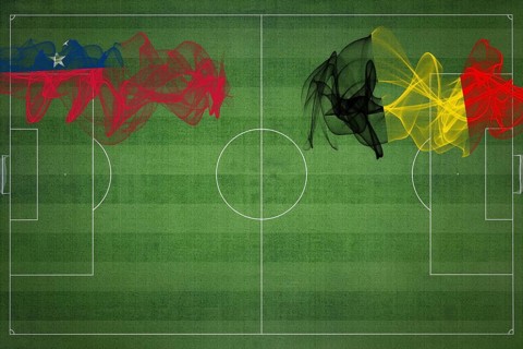 Samoa vs Belgium Soccer Match, national colors, national flags, soccer field, football game,
