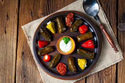 Yaprak Sarmas? rustic vine leaves filled with rice