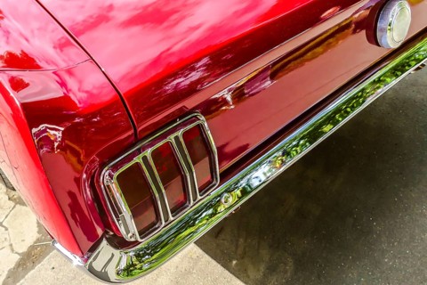 BAD NAUHEIM, Germany AUGUST 2017: Taillight of an American sports car, 16 th European Elvis
