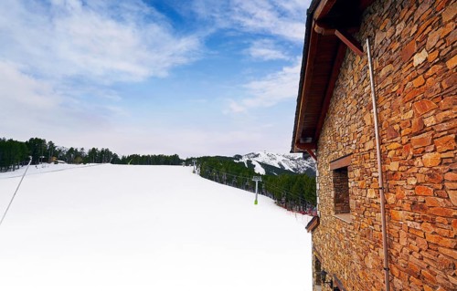 Pal ski resort in Andorra Pyrenees mountains on sunny day