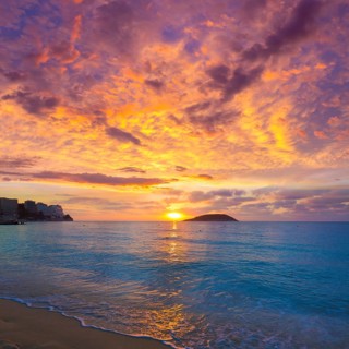 Mallorca sunrise in Magaluf Palmanova beach Magalluf in Balearic Islands Spain