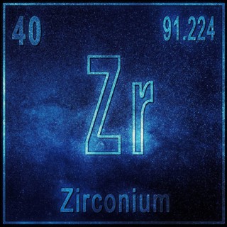Zirconium chemical element, Sign with atomic number and atomic weight, Periodic Table Element