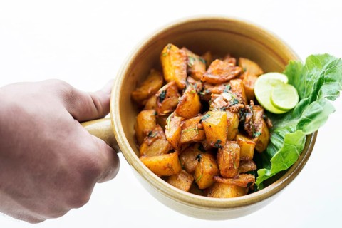 Batata harra lebanese middle eastern spicy fried garlic herb potato snack food