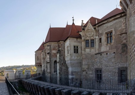 Hunedoara, Romania, 17 October, 2022: view of the landmark 15th-century Corvin Castle in Hunedoara
