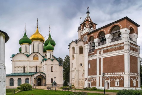 Belfry and cathedral of the Transfiguration of the Saviour in Monastery of Saint Euthymius, Suzdal,